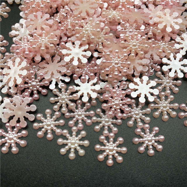 15mm White Ivory Snowflake Shape Beads Craft Imitation Pearls Flatback For Art Scrapbooking DIY Decoration