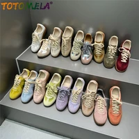 TOTOMELA 30 Colors iNS HOT New Suede Leather Women Sneakers High Quality Handmade Mixed Color Flat Sneakers Casual Shoes Flats 1