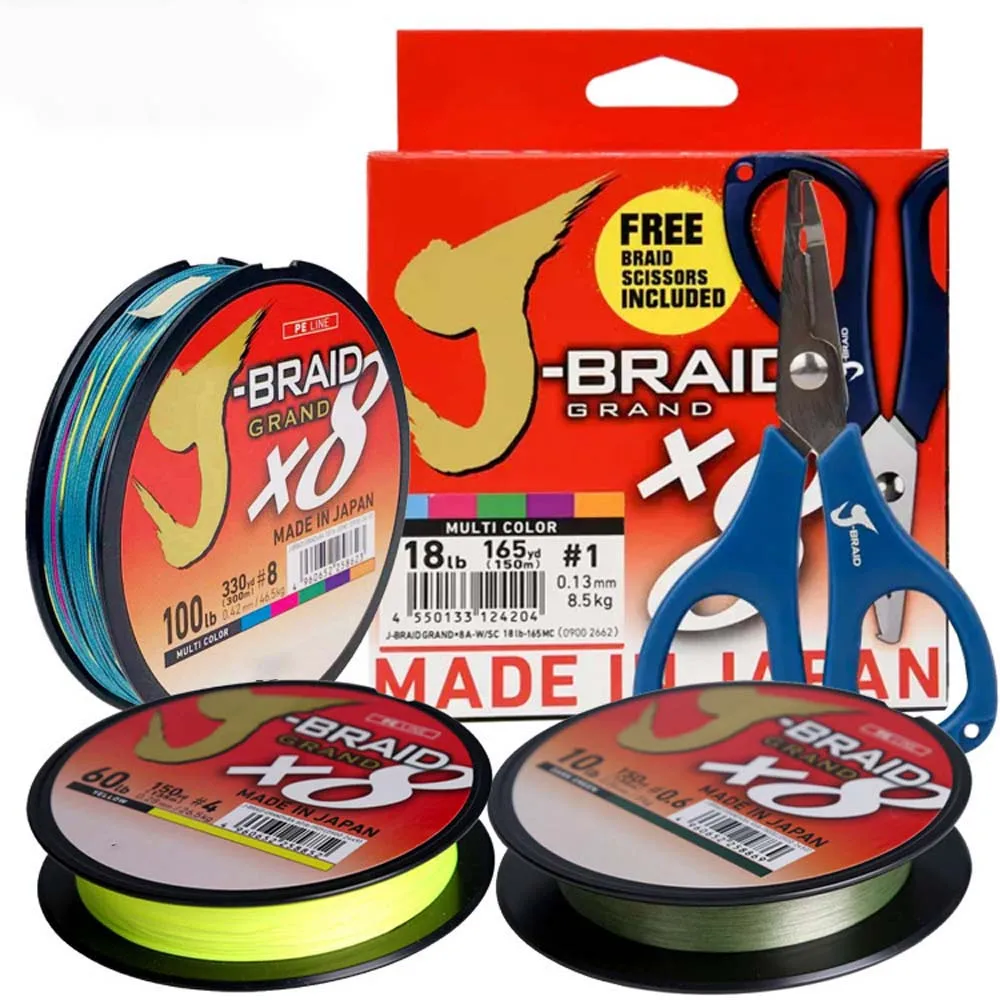 Original X8 Braided DAIWAJ-BRAID GRAND 8 stands Fishing Line Japan Monofilament PE Free Braid Scissors Lure Pesca Carp 300m