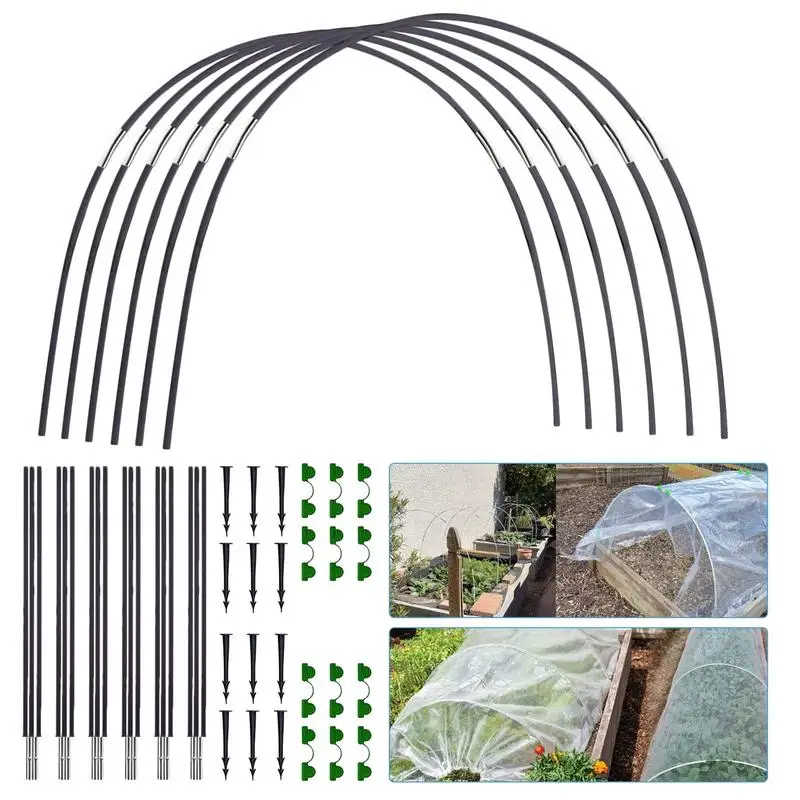 

Greenhouse Hoops Set Gardening Folding Fiber Rod Set Seedling Arch Shed Bracket Garden Plant Hoop Grow Tunnel Support