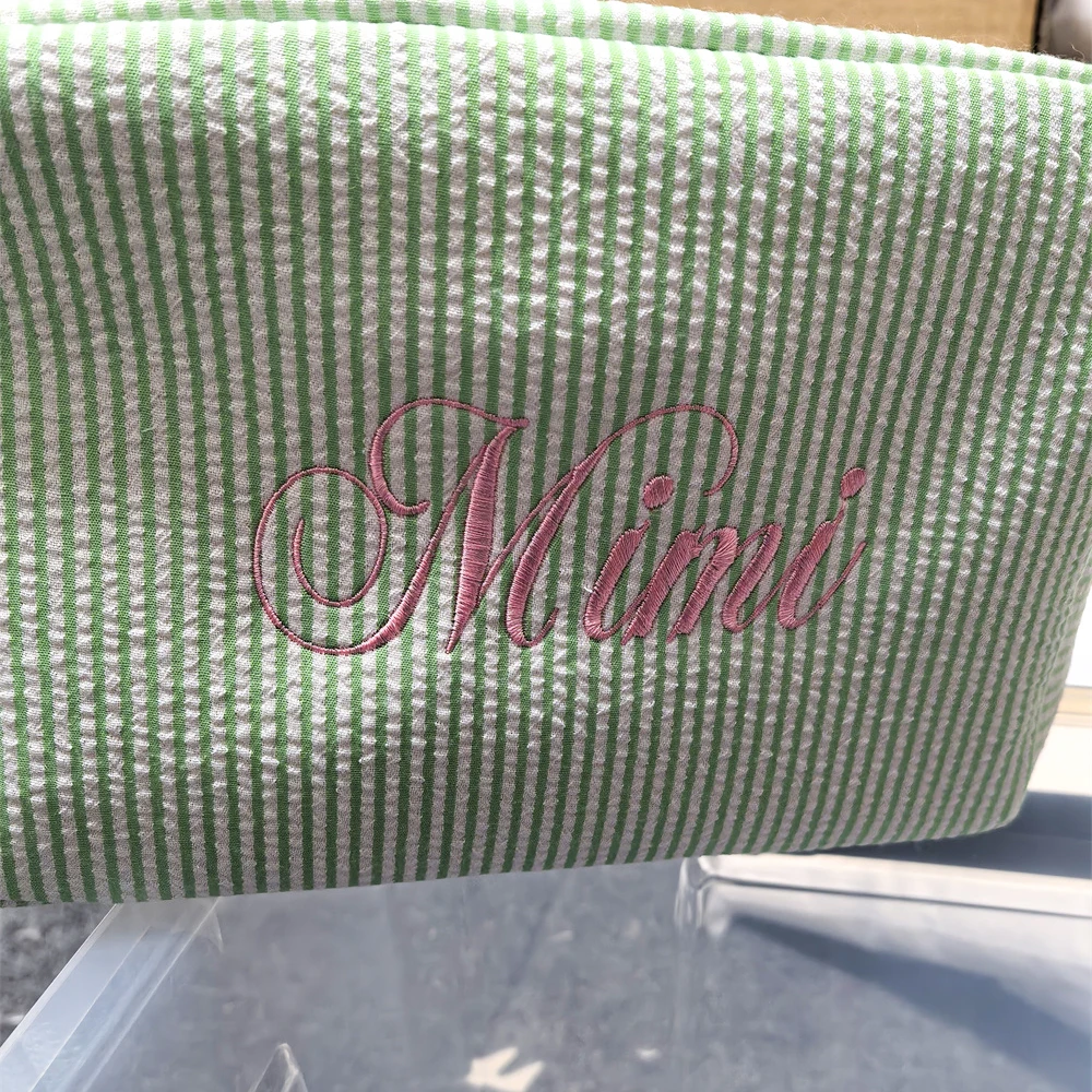 Cosmetic Bag Personalized Name Women's Birthday Gift Travelling Toiletry Bag Cotton Wedding Bride Gift with Embroidered Name