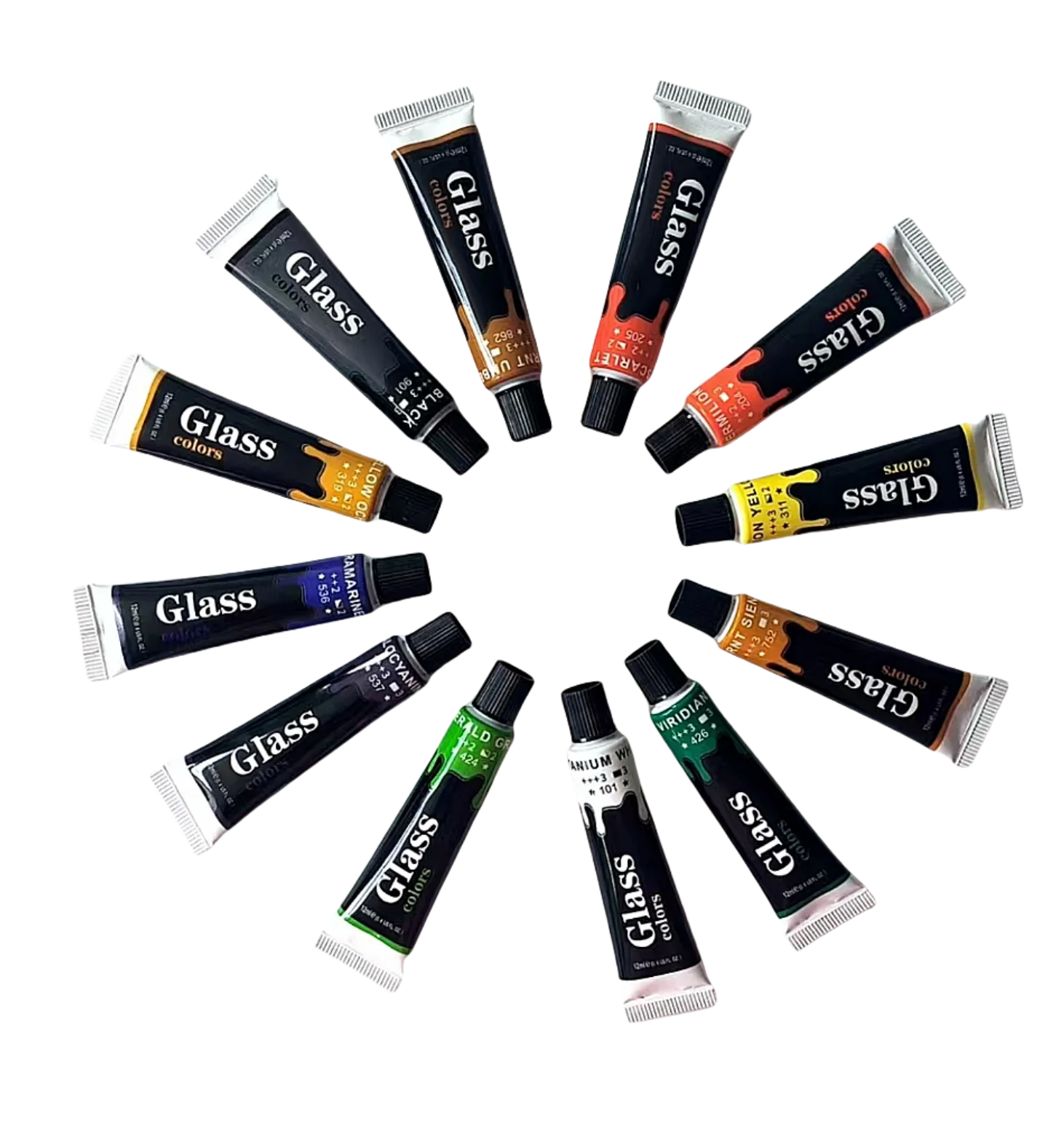 아크릴 안료 아트 용품, 유리 페인팅, 6 펜, 팔레트, 24 색, 12 ml