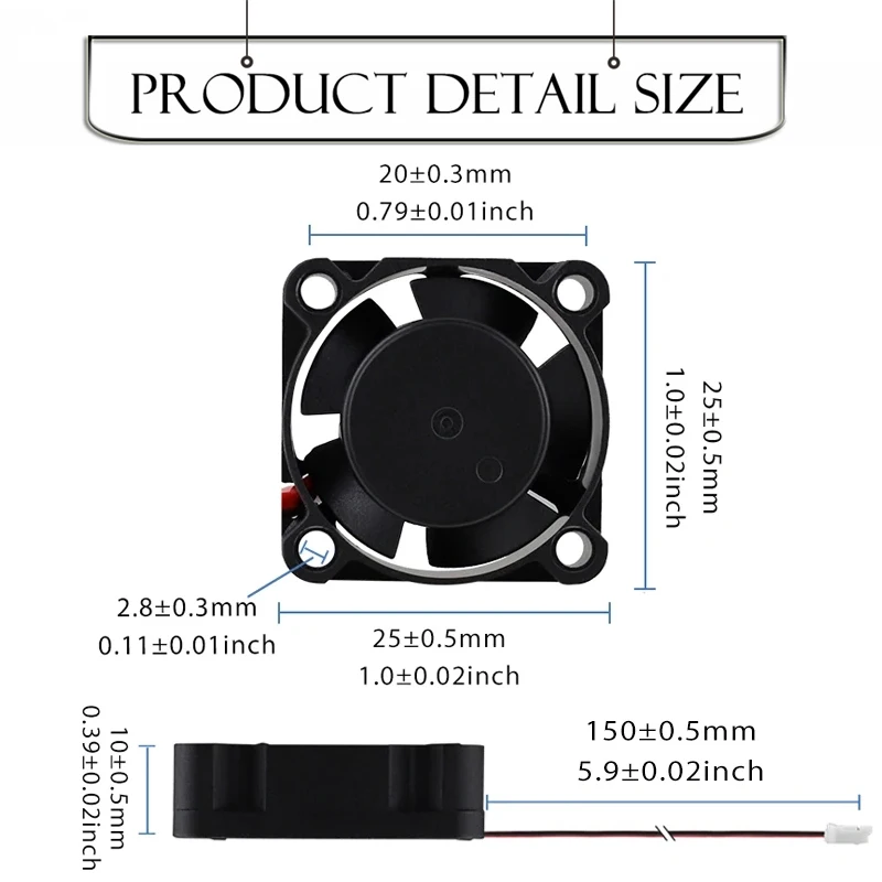 Gdstime-ventilador Centrífugo para Impressora 3d Peças 5v 12v 24v Bolas e Manga 25x25x10 mm 2.5cm Miniventilador de Refrigeração 2510 25 mm - Imagem 4