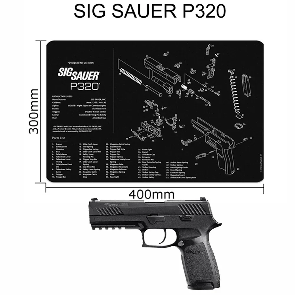 

Тактический резиновый коврик для чистки пистолета SIG SAUER P220 P226 P229 P250 P320 P365 P238 SP2022