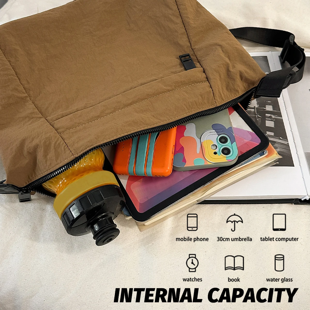 Thickened Shoulder Bag Men's Bag Crossbody Small Backpack Korean Style Crossbody Bag Men's Bag Autumn and Winter Casual Large Capacity Messenger Bag