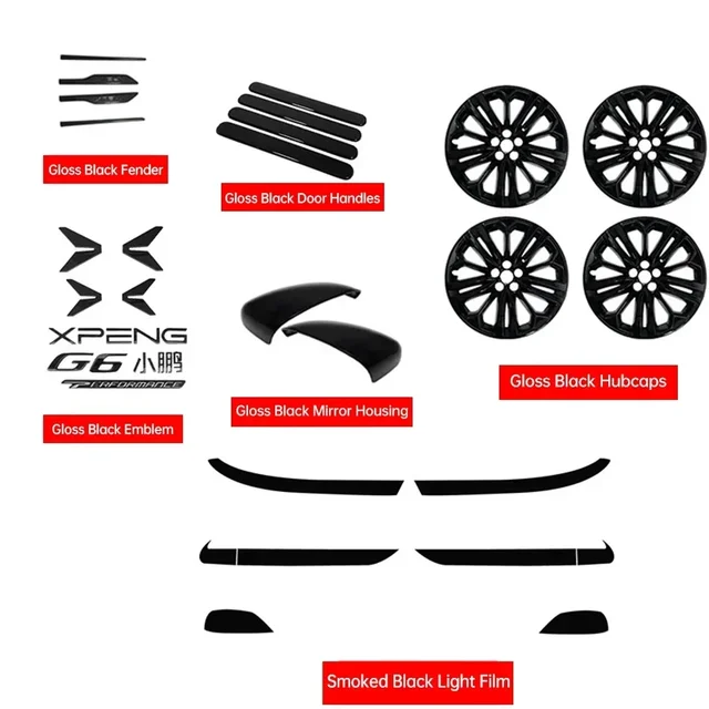 For Xpeng G6 2023 2024 Xiaopeng G6 Black Badge Front Rear Badge Blackened Modification Accessories 5