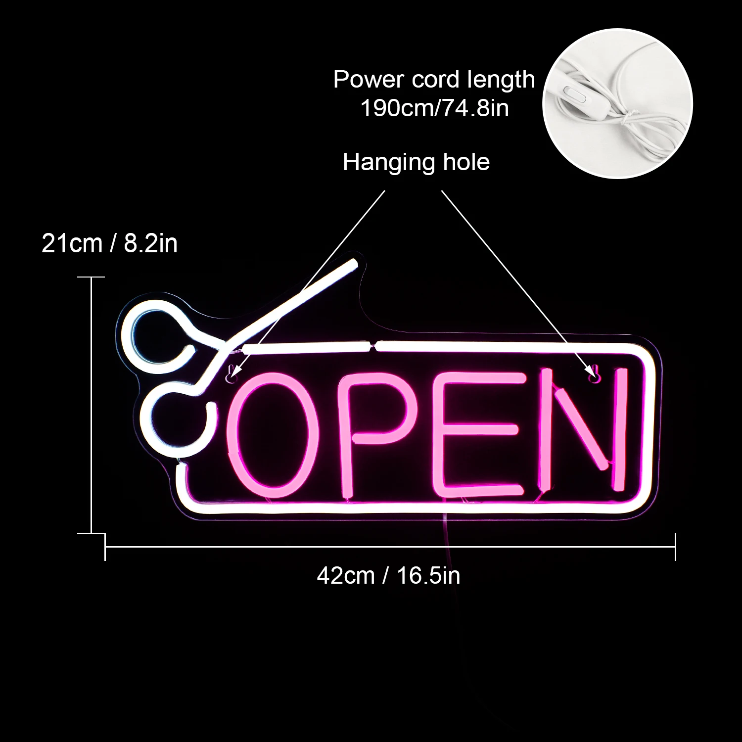 Open Barbershop Neon Sigh Hanging Wall Lamp Aesthetic Room Decoration LED Lights Haircut Shop Welcome Nice Gift For Barber