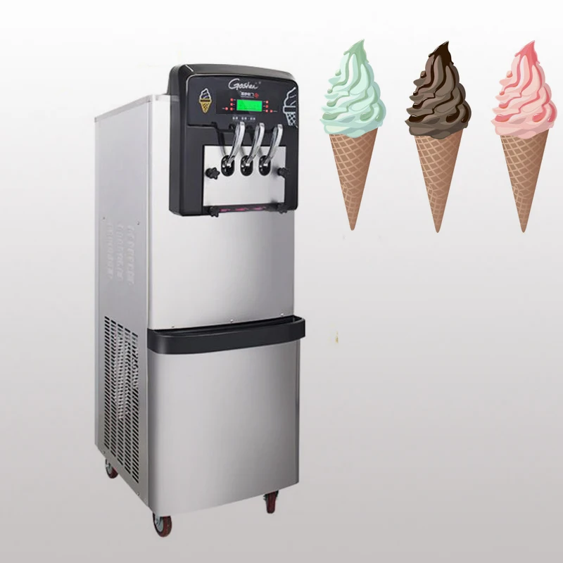 

Coffee Shop Vertical Ice Cream Machine Professional Three Flavors IceCream Maker With Factory Price