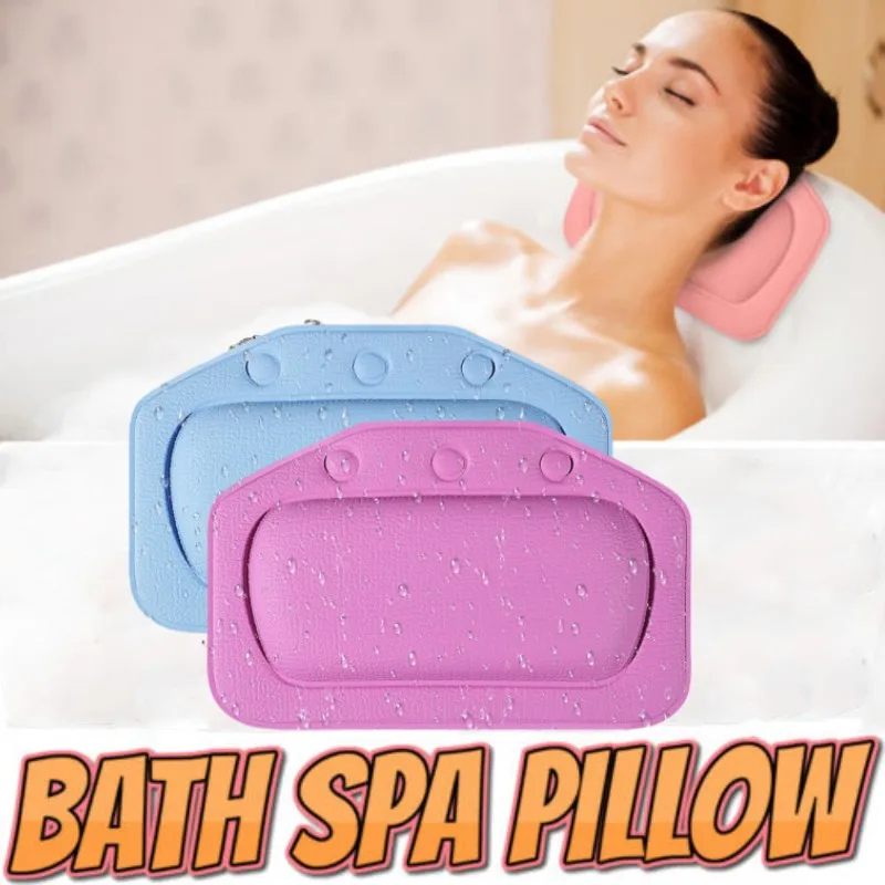 Luxury Bath Spa Pillow Non Slip Comfort Suction Spa Cushion Neck Back Pink/White Hotel Bathtub Pillow
