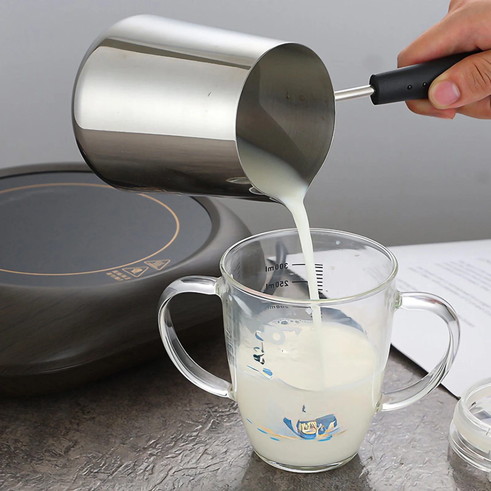 Milk pot fancy milk pot stainless steel thickened complementary cooker baby milk powder heating mini pot coffee pulling moka