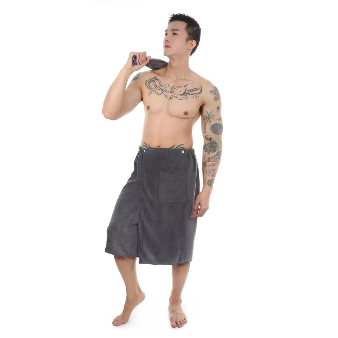 Bath Towel for Men Big Size Cotton Bathroom Towels with Pocket Summer Quick Drying Beach Towel Adult Bathrobe Blanket Shawl 2022 3