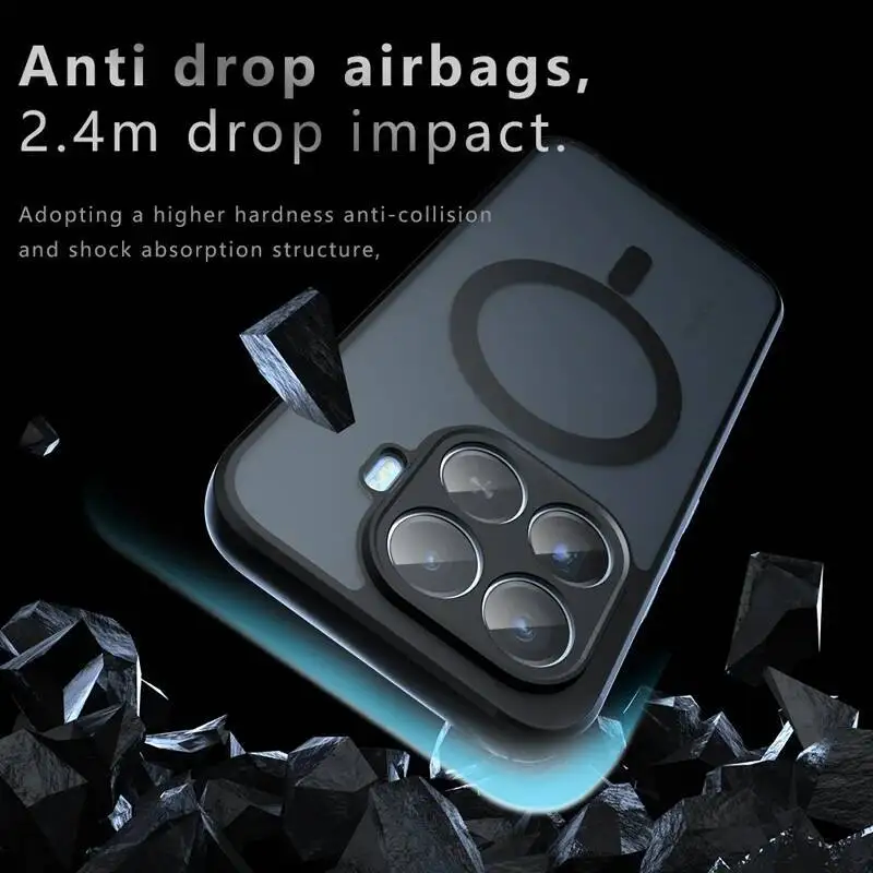 Magnetic Shockproof Transparent Matte Phone Case - PC+TPU with Magsafe Compatibility