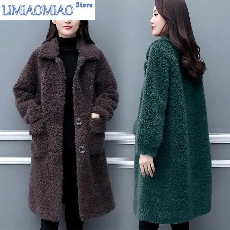 New Winter Coat Women Thicken Faux Fur Coat For Fall/Winter Korean Loose Lamb-Like Pure Color Popular Coat Female  cardigan