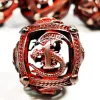 DnD Dice Set - 7 Piece Zinc Alloy Metal Hollow Dice, Red Pattern for RPG & Tabletop Games 1