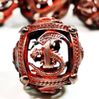 DnD Dice Set - 7 Piece Zinc Alloy Metal Hollow Dice, Red Pattern for RPG & Tabletop Games 1