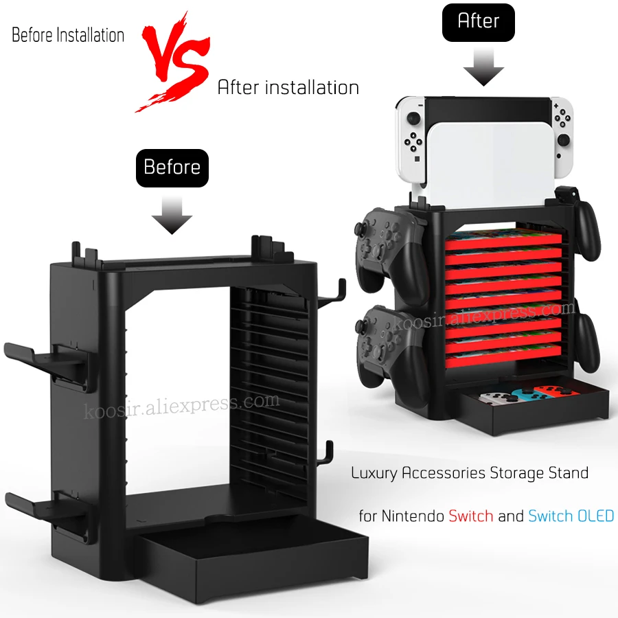 Kytok Support Tour de Rangement pour Nintendo Switch/OLED, Chargeur