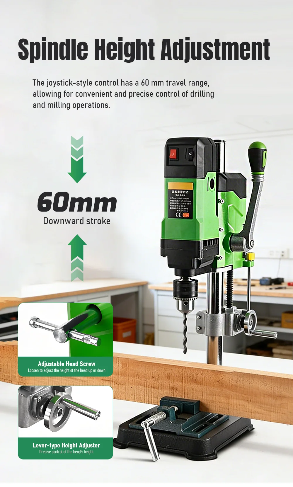 Powerful 800W Mini Drill Press Bench Top Drilling Machine with Drill Bits Kit fo