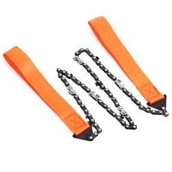 Compact Folding Hand Saw with 11 Blades - 25.6 Inch Chain for Tree Cutting, Survival Gear, and Camping Essentials (Orange)