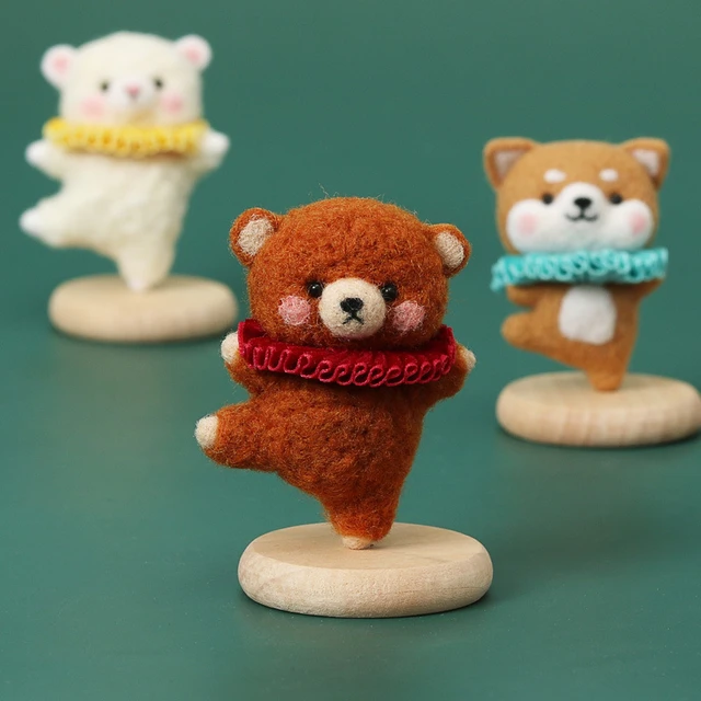 DIY Art Craft Ballet Brown Bear Wool Needle Felting Supplies Felt Animal Kit  - AliExpress