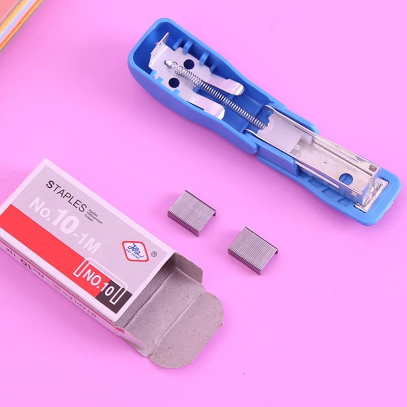 Mini Stapler Set Push Stapler Hand Stapler Mini Stapler Kit Portable Kawaii Office Supplies Accessories For Kids Students Built-in Staple Pins Remover