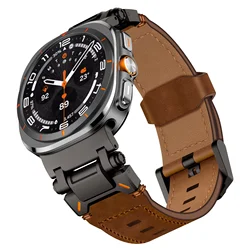 Premium Genuine Leather Watchband with Metal Connector - 47mm Bracelet Accessory - ULTRA 2025 47MM (Black Brown)