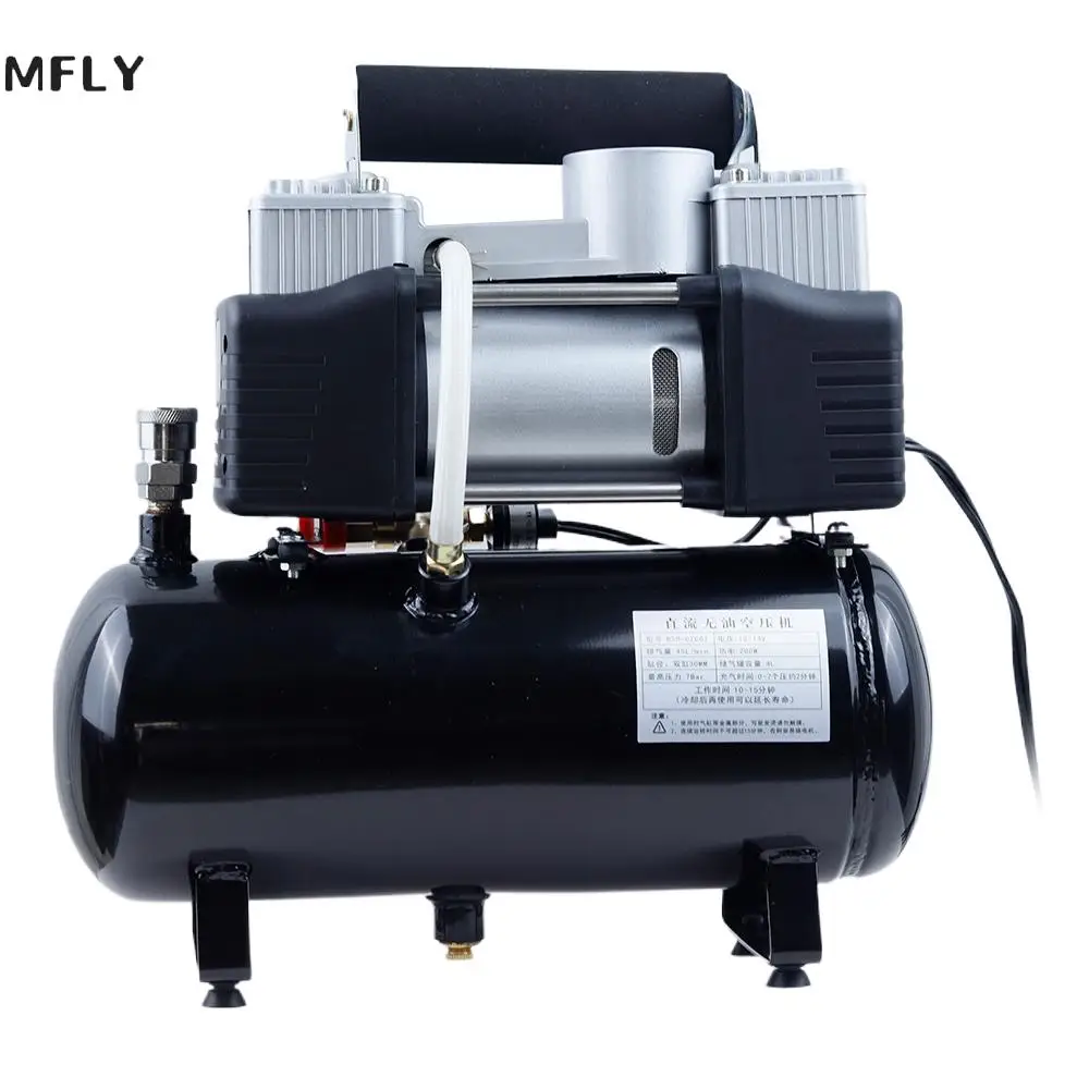 

12V 220V Silent Oil-Free Air Compressor Automatic Start Stop Portable Dual Cylinder Air Pump Car Tire Inflator