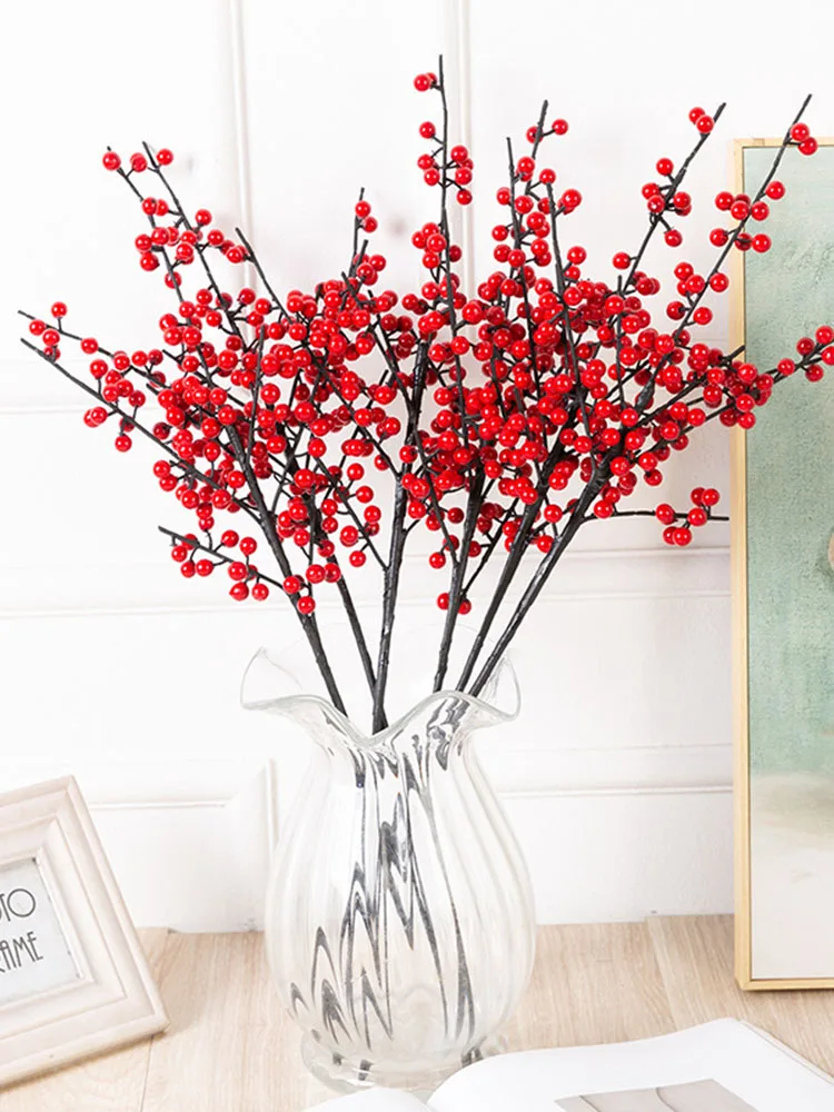 Artificial flower red Fruit plant branch oam flowers bouquet for Grateful home garden living room decoration Valentine gift