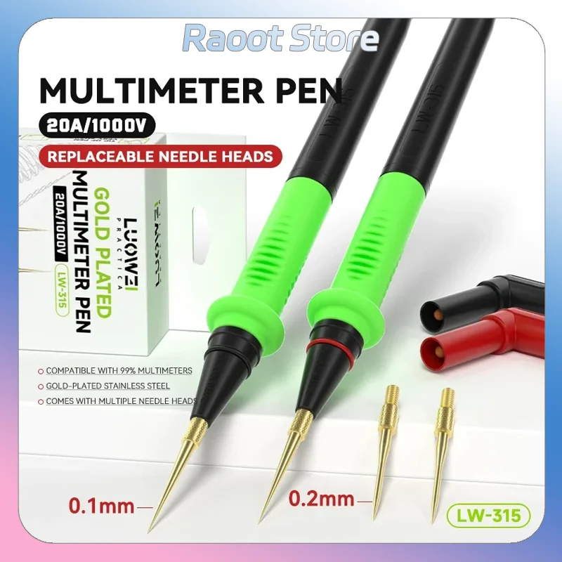 LUOWEI LW-315 Multimeter Probe 20A 1000V Universal Multimeter Test Leads Soft Silicone Cable Wire Digital Multi Meter Needle Tip digital multimeter