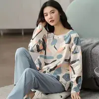 Spring and Autumn New Ladies Pajamas Homewear Set of Long-Sleeved Autumn and Winter Homewear Women Plus Size Pajamas Set - Image 2
