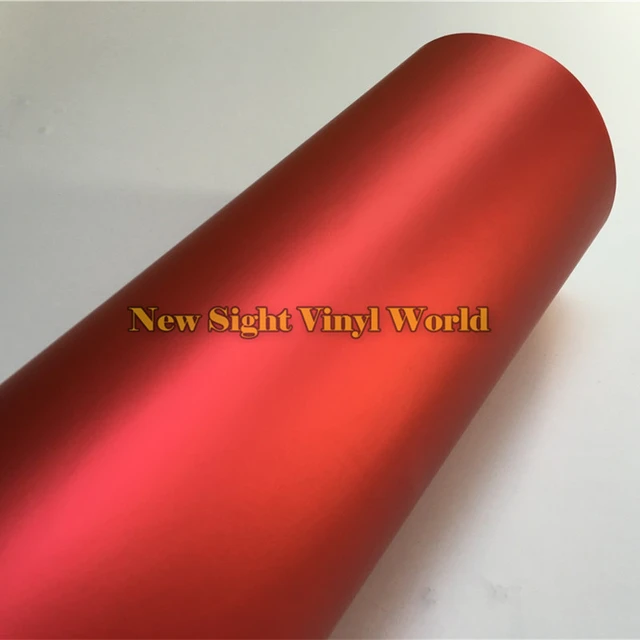 Fule Satin Matte Chrome Metallic Red Vinyl Film Wrap Car Sticker Bubble  Free 30*150cm 