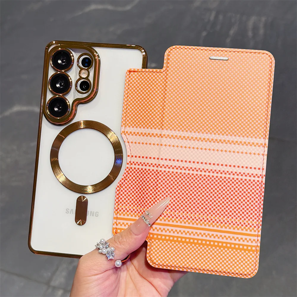 Flip Kevlar Card Holder Clear with MagSafe - Plating Protective Back Cover