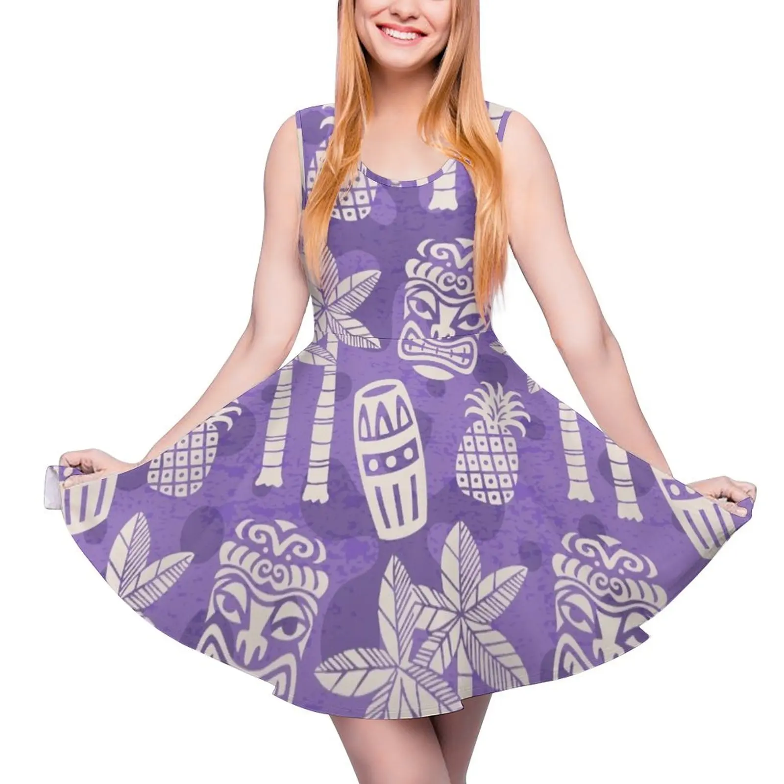 

Retro Mid Century Modern Tiki Pattern 227 Round Neck Dress Woman clothing birthday dress for women summer dress for women 2024