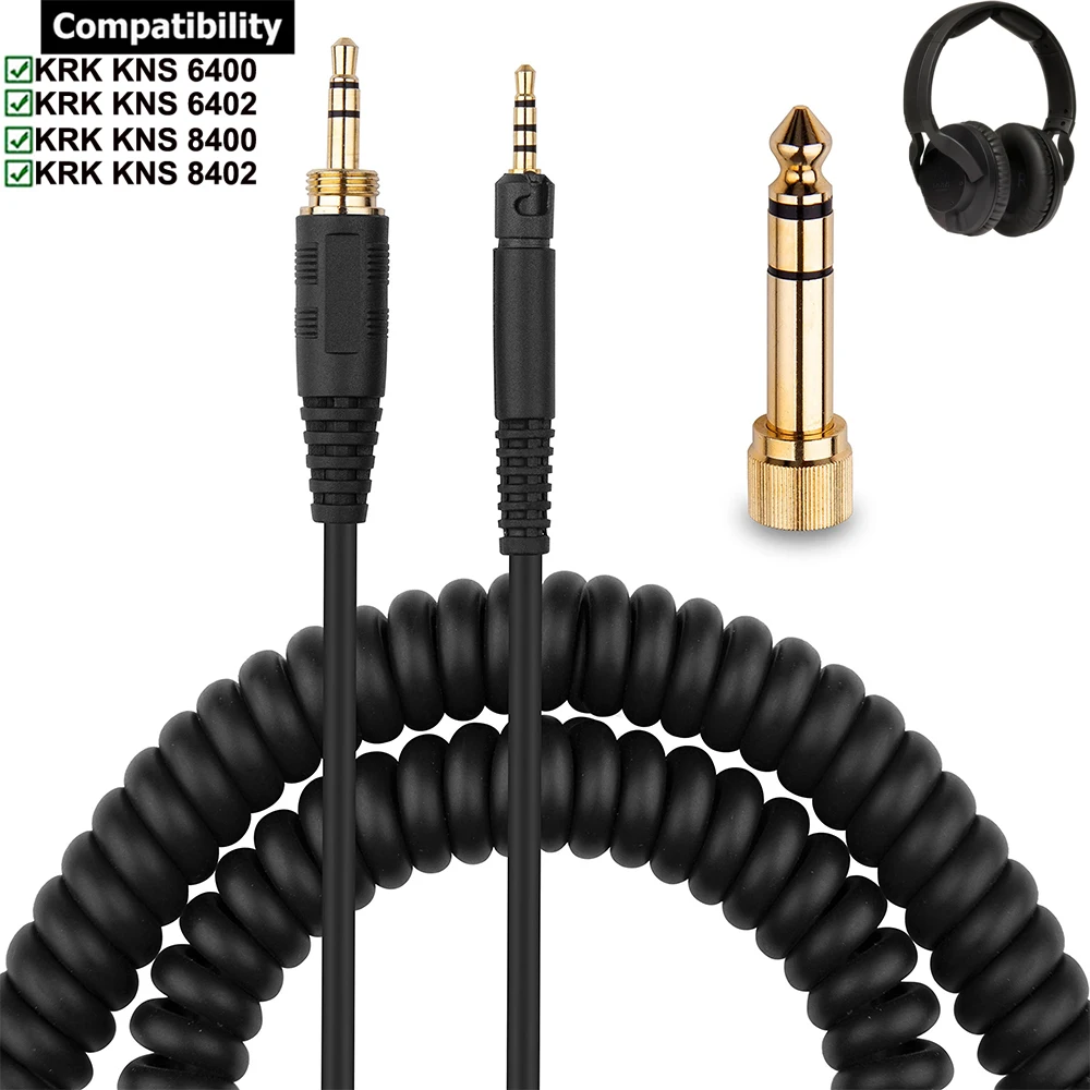 

Replacement Spring Coiled 6.35mm Aux Cable Extension Cord for KRK KNS 6400 6402 8400 8402 On-Ear Circumaural Headphones