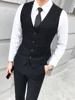 Men's Plaid Vest Pants 2pcs Business Professional Youth Office Worker Formal Wear Wedding Banquet Gentleman Suit Dress Waistcoat 2