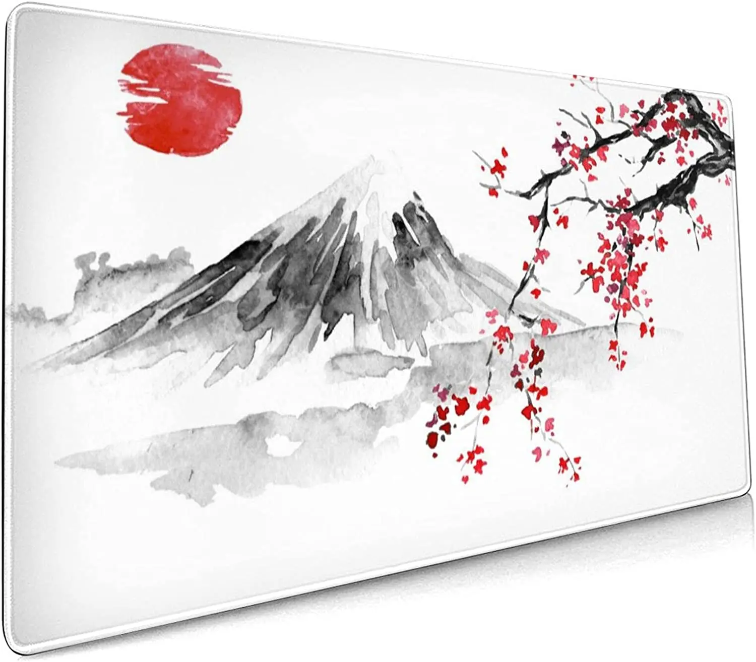 

Japanese Cherry with Stitched Edges Extended Waterproof Desk Pads Non-Slip Rubber Base Large Keyboard Mat Computer 35.4×15.7 In