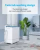 Compact Twin Tub Portable Mini Washing Machine 26lbs Capacity Washer(18lbs)&Spiner(8lbs) Built-in Drain Pump Semi-Automatic 3