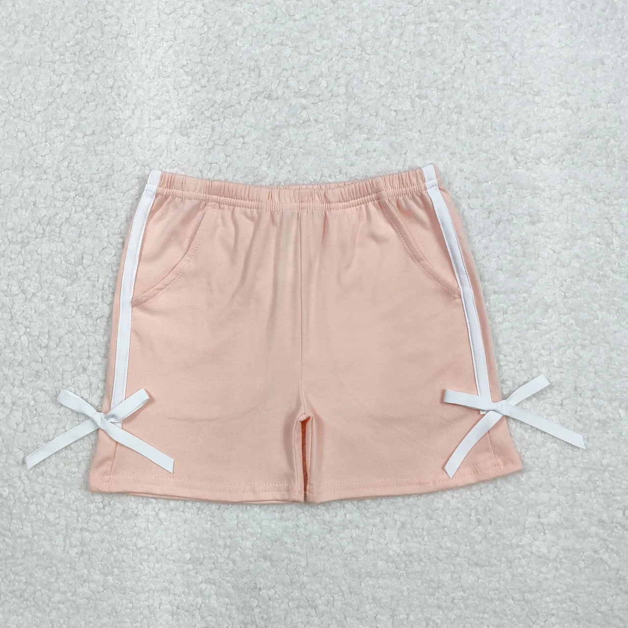 Toddler Athletic Bottom Clothing Kids Children Pockets Bows Clothing Baby Girl One-piece Cotton Sports Shorts