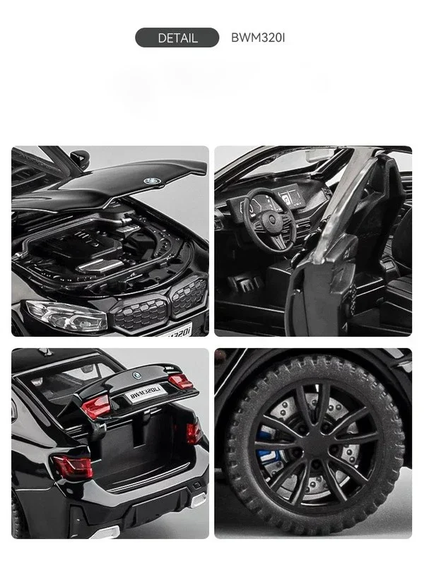 1:32 BMW 320i THE 3 2023 Alloy Diecasts & Toy Vehicles Metal Toy Car Model Sound and light Collection Kids Toy 2