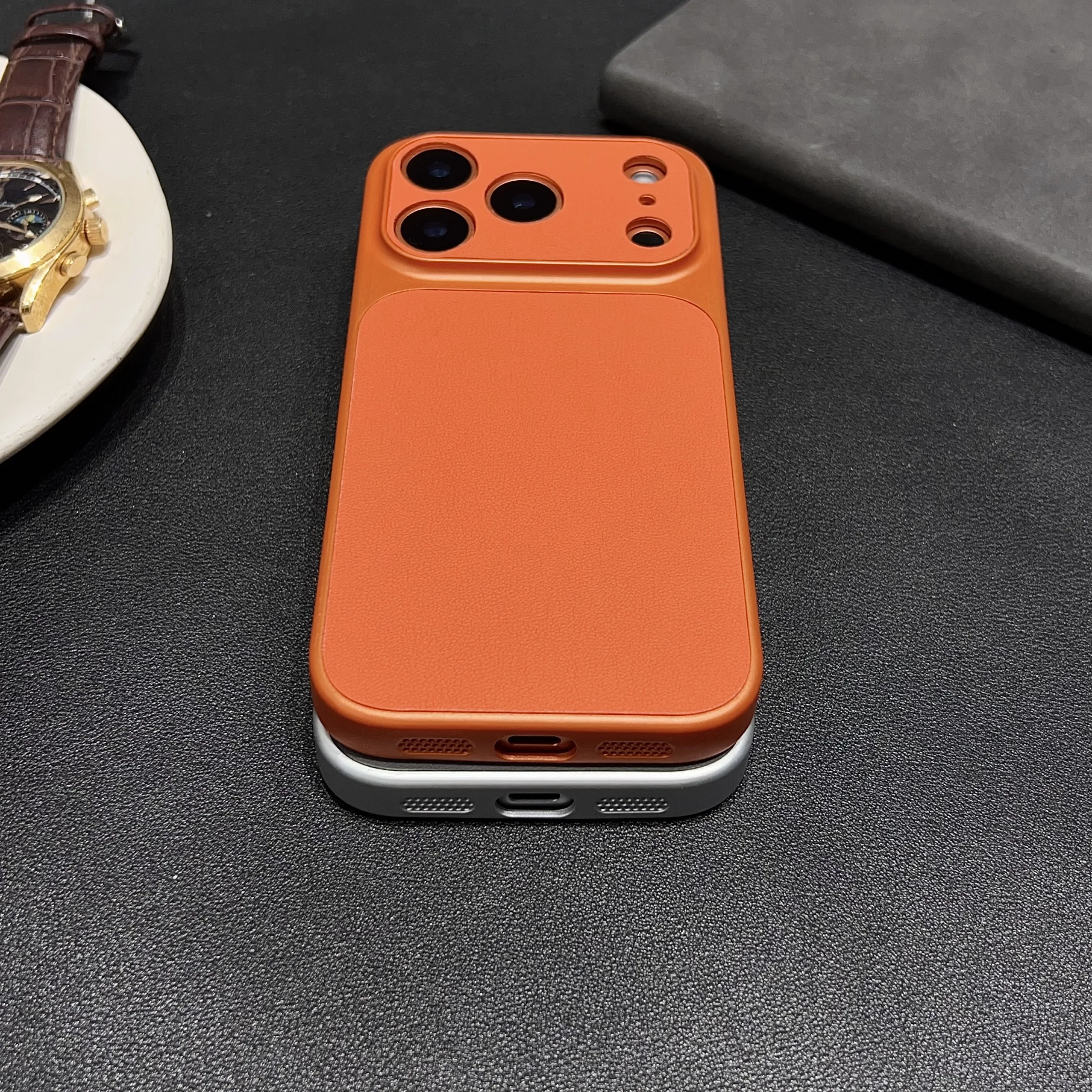 Luxury Leather Texture Magnetic Shockproof Phone Case with Hybrid PC Design and Bumper Back Cover