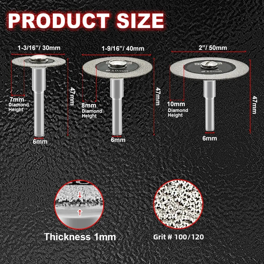 Diamond Mini Saw Blade Set - Premium Glass & Tile Cutting Discs (1/3pcs, 30/40/50mm)
