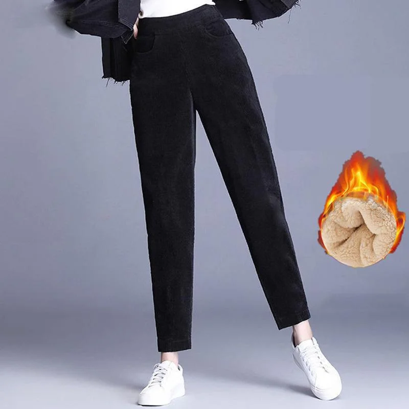 Women's Winter Warm Sports Slim Fit Pants with Plush Lining Elastic Jogging Pants Women's Sports Pants Casual Pants