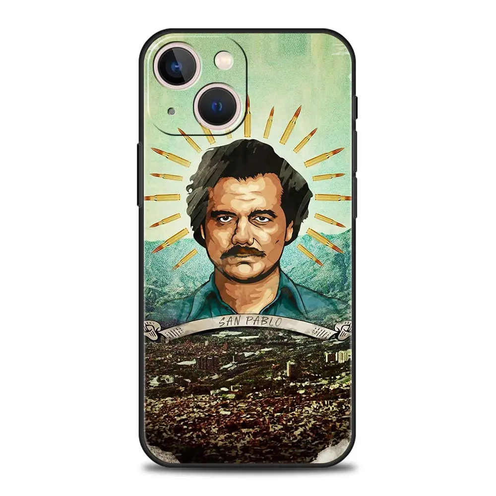 Luxurious Black Silicone Phone Case Inspired by Narcos TV Series Featuring Pablo Escobar Design