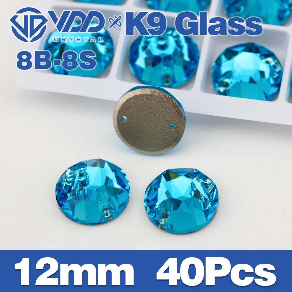 VDD S116 Aqua Blue Chamfer Top Qualität K9 Glas Nähen auf Strass Kristall Nähen Flatback Steine für Kleidung Hochzeitskleid – Detail 6