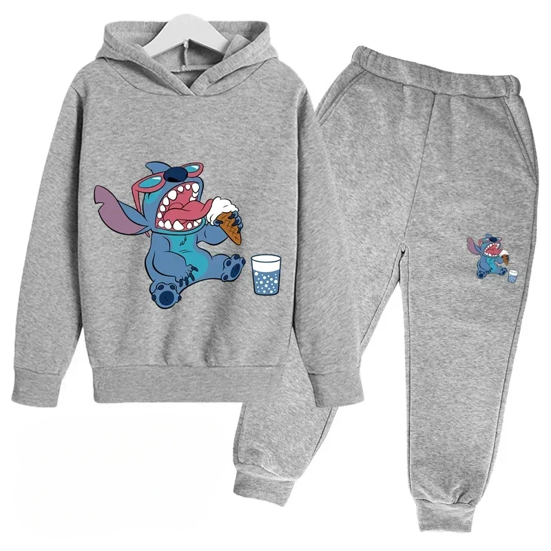 Ropa para niños, tendencia, chándal cálido, otoño, estampado de dibujos animados de anime, sudadera con capucha para niños y niñas, conjunto de traje de dos piezas y pantalones