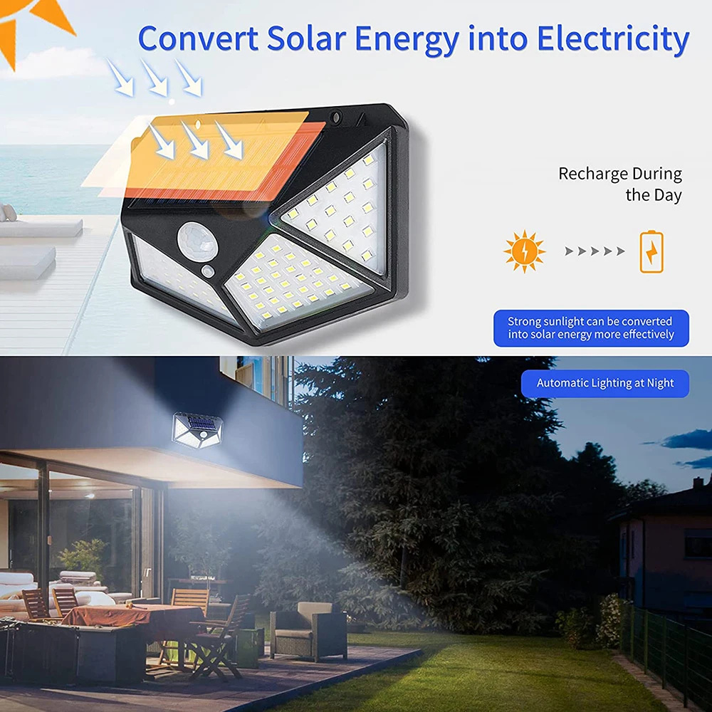 solar panel lights 100LED 5000W Solar Light Outdoor Solar Lamp PIR Motion Sensor Wall Light Waterproof Solar Powered Sunlight For Garden Decoration solar garden lights