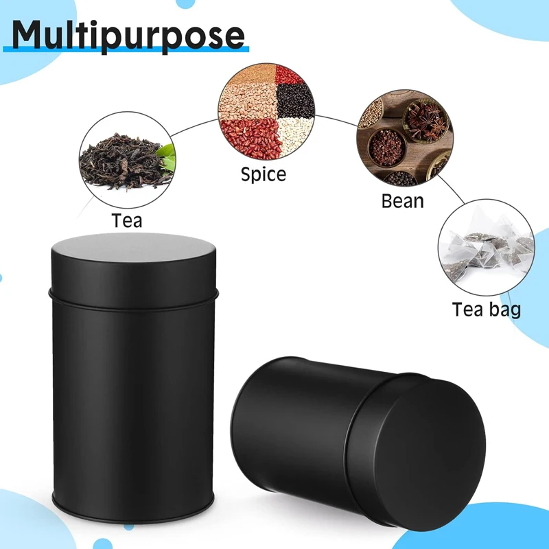 16 Oz Round Double Seal Tea Tin Canister With Lid Container For Loose Tea Kitchen Storage Coffee Sugar