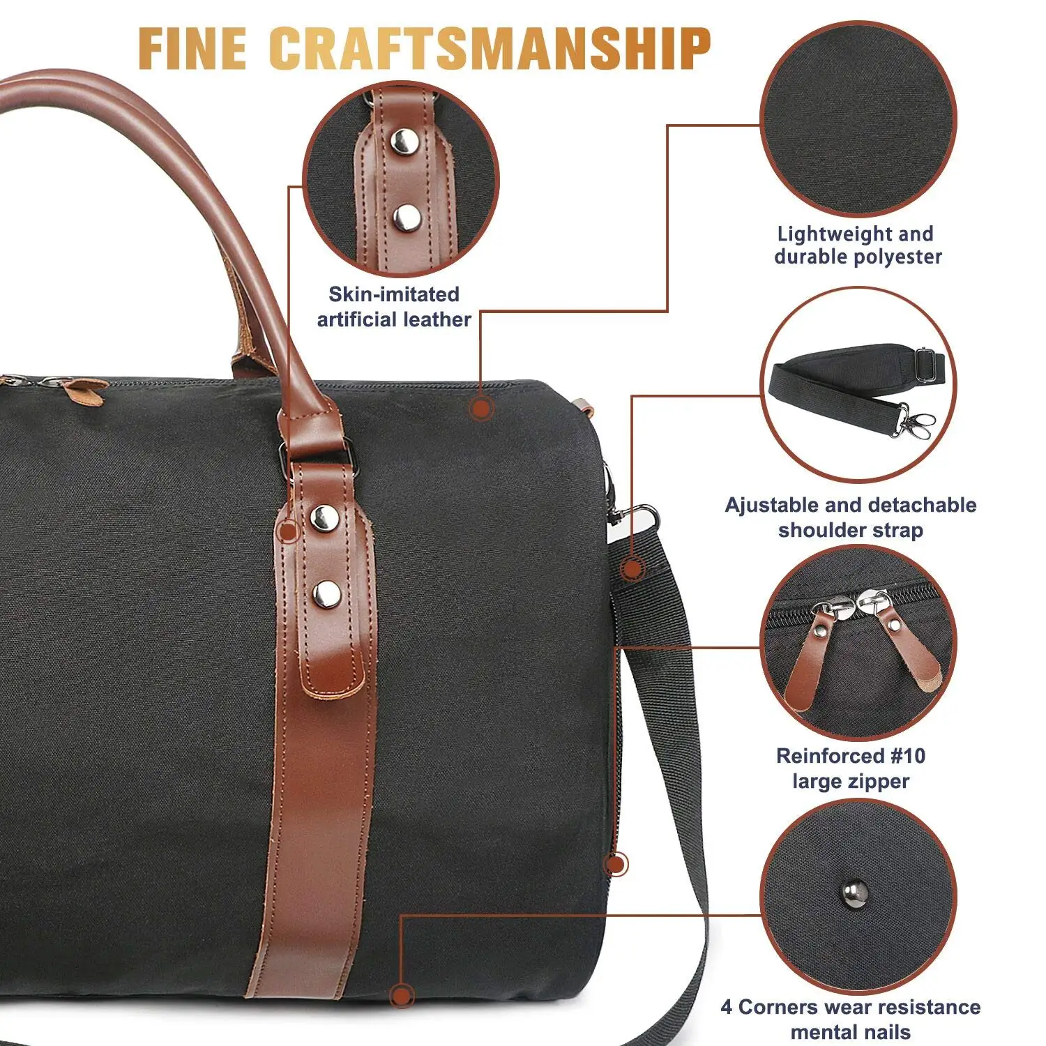 Men Hand Bag Large Capacity Luggage Travel Duffle Bags Canvas Travel Bags Weekend Shoulder Bags Multifunction Outdoor Duffel Bag