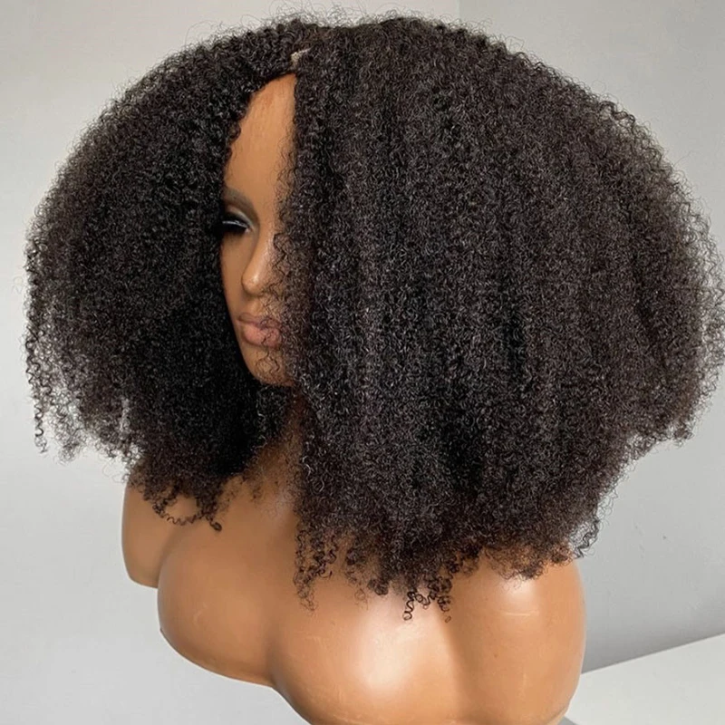 

V Part Wigs Human Hair Wig Kinky Curly No Leave Out Glueless Afro Kinky Curly 4b 4c Full Machine Made Upart Wig For Black Women