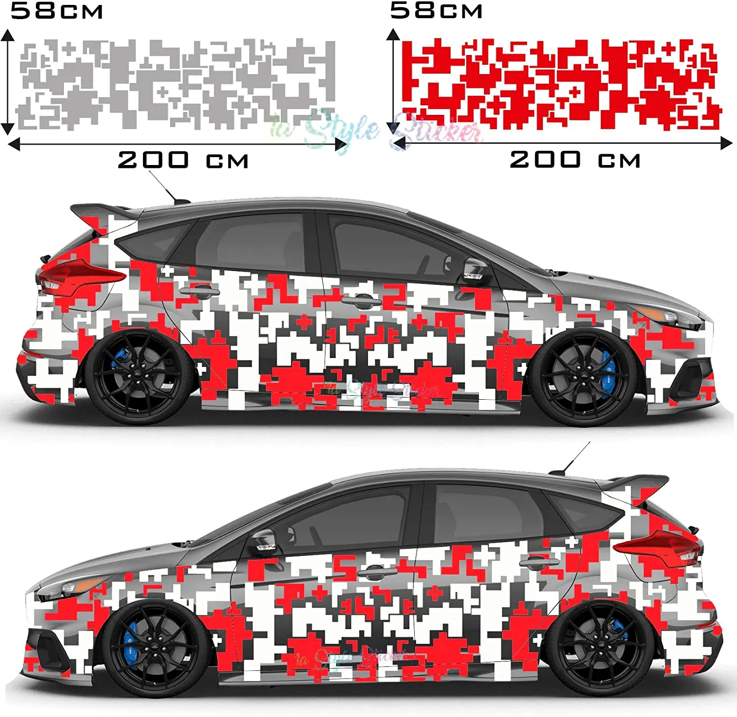 Auto Folie Pixel Aufkleber Dekor Auto Seitenaufkleber Flecktarn einfarbig Gret 
