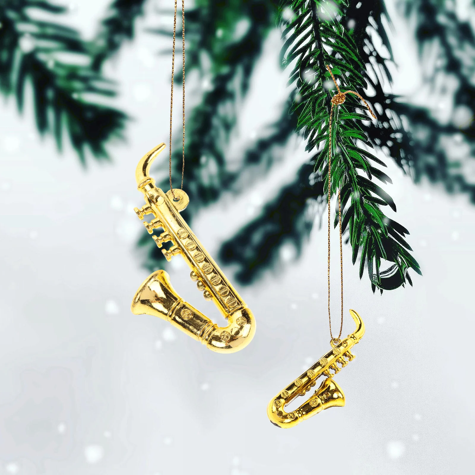 20 Pcs Saxophone Charm Xmas Tree Pendants Accessories Christmas Decor Supplies Plastic Musical Instruments Ornaments 2